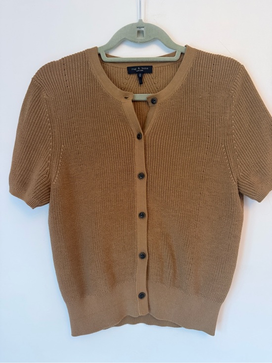 rag & bone Sweaters - rag & bone Short-Sleeve Camel Knit Cardigan